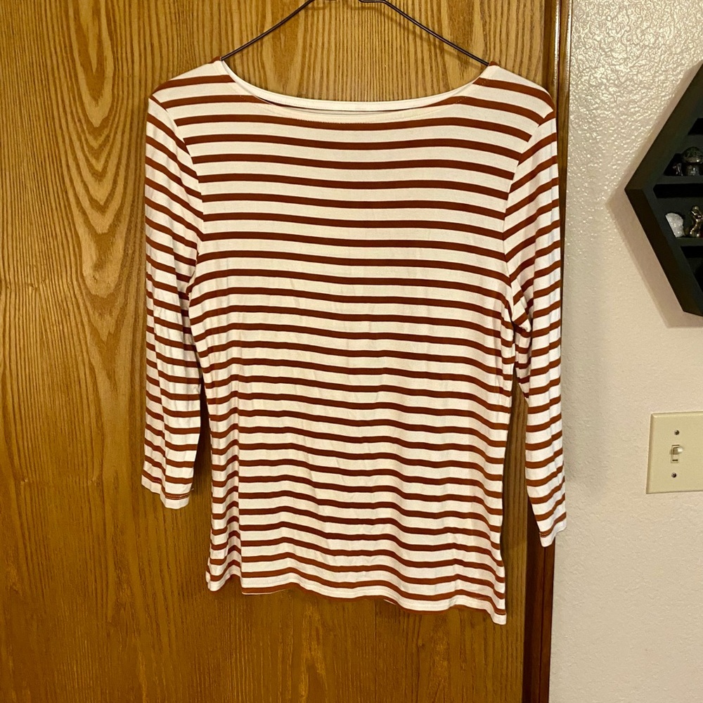 A New Day Striped 3/4 Sleeve Top